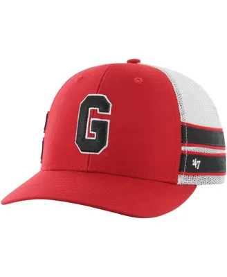 Men's '47 Brand Red Distressed Georgia Bulldogs Straight Eight Adjustable Trucker Hat
