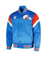 Men's Mitchell & Ness Blue Quebec Nordiques Midweight Satin Full-Snap Jacket