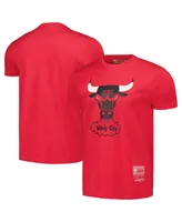 Men's and Women's Mitchell & Ness Red Chicago Bulls Hardwood Classics Mvp Throwback Logo T-shirt