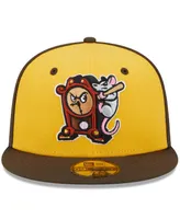 Men's New Era Yellow Hickory Crawdads Theme Nights Hickory Dickory Docks 59FIFTY Fitted Hat