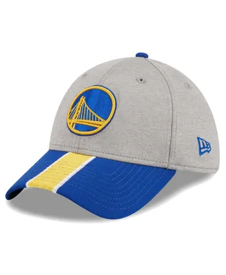 Men's New Era Gray, Royal Golden State Warriors Striped 39THIRTY Flex Hat