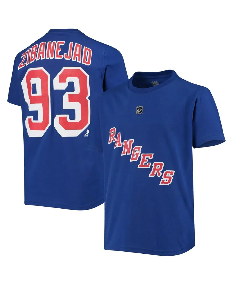 Big Boys Mika Zibanejad Blue New York Rangers Player Name and Number T-shirt