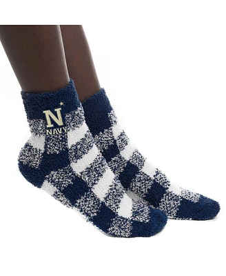 Women's ZooZatz Navy Midshipmen Fuzzy Buffalo Check Ankle Socks