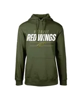 Big Boys LevelWear Olive Detroit Red Wings Podium Fleece Pullover Hoodie