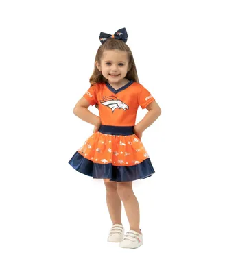Girls Toddler Orange Denver Broncos Tutu Tailgate Game Day V-Neck Costume