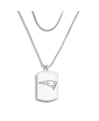 Women's Wear by Erin Andrews x Baublebar New England Patriots Silver Dog Tag Necklace