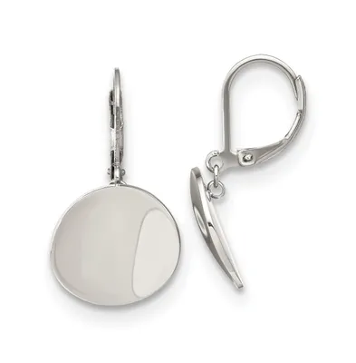 Chisel Stainless Steel Polished Curved Disk Dangle Lever back Earrings