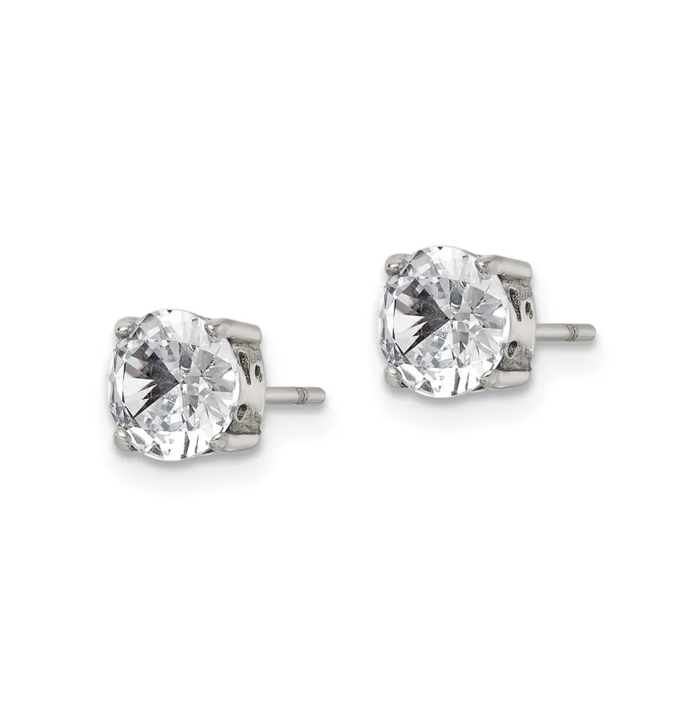 Chisel Stainless Steel Polished Cz Earrings