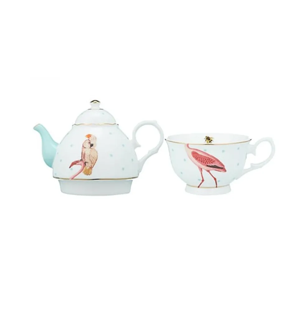 Yvonne Ellen Parrot and Flamingo Tea for One Set