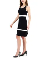 Anne Klein Women's Contrast-Trim Fit & Flare Dress