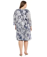 R & M Richards Plus 2-Pc. Floral-Print Jacket Dress Set