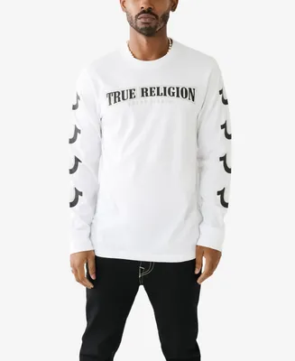 True Religion Men's Long Sleeves Repeated Horseshoe T-shirt