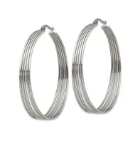 Chisel Stainless Steel Polished Wire Hoop Earrings