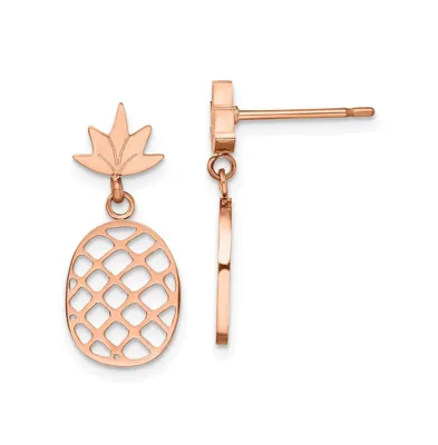 Chisel Stainless Steel Polished Rose plated Pineapple Dangle Earrings