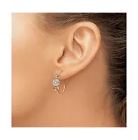 Chisel Stainless Steel Polished Rose plated Crystal Hoop Earrings