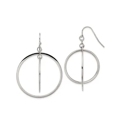 Chisel Stainless Steel Polished Double Circle Dangle Earrings
