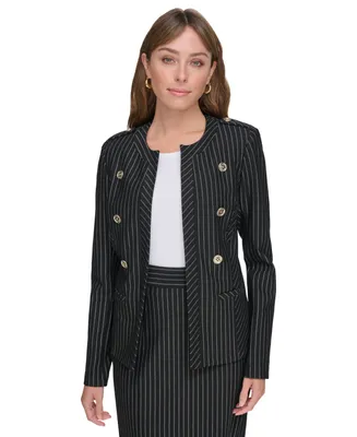 Tommy Hilfiger Women's Striped Band-Collar Jacket