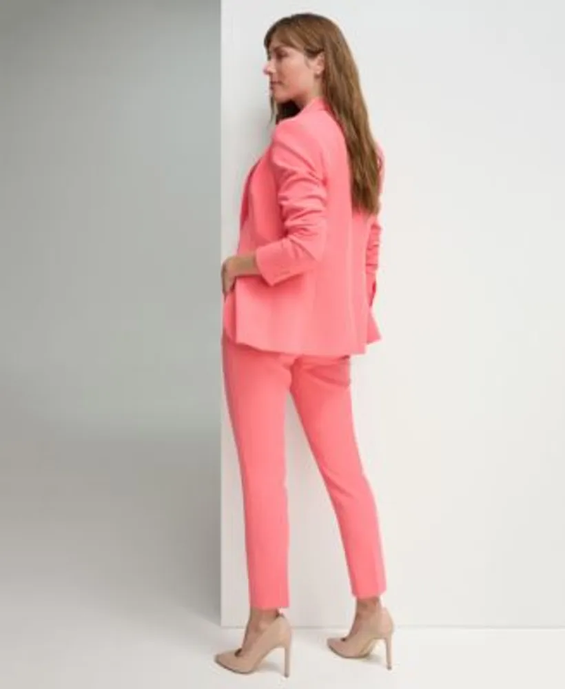 Tommy Hilfiger Womens Slim One Button Blazer Striped Shirt Slim Leg Ankle Pants