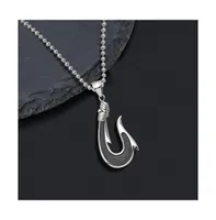 Chisel Solid Black Carbon Fiber Hook Pendant Ball Chain Necklace