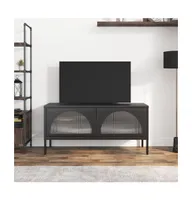 Tv Stand Black 41.3"x13.8"x19.7" Glass and Steel