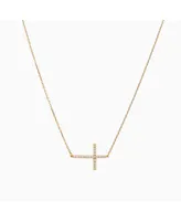 Sterling Silver 18k Gold Plated Horizontal Cross Necklace