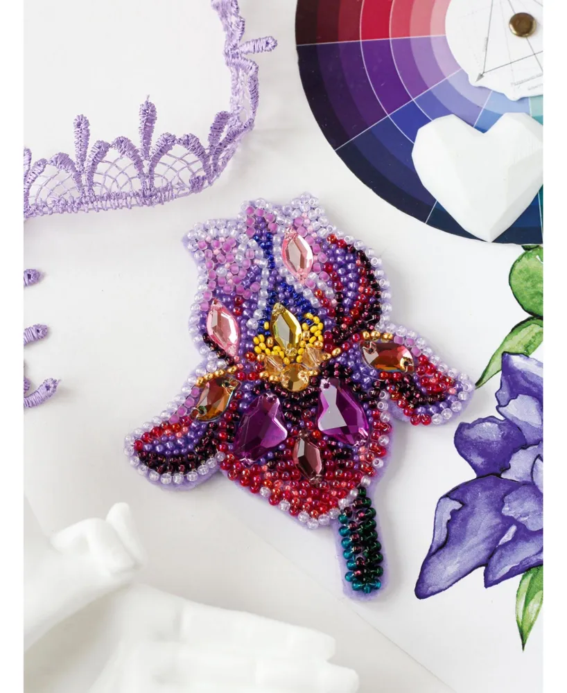 Bead Embroidery Decoration Kit Amethyst iris - Assorted Pre