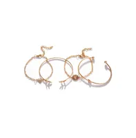 Sohi Women's Gold Pack Of 4 Metallic Bracelets