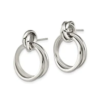 Chisel Stainless Steel Polished Intertwined Circles Dangle Earrings