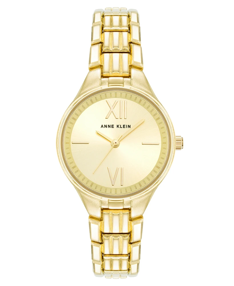 Anne Klein Women's Quartz Round Gold-Tone Alloy Watch, 28mm