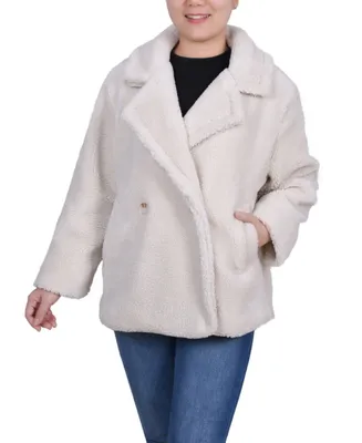 Ny Collection Women's Long Sleeve Double Breasted Sherpa Jacket
