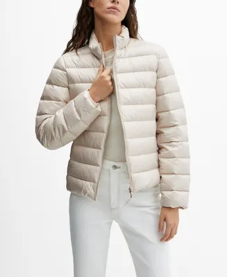 Mango Women's Quilted Feather Coat
