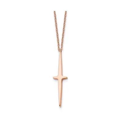 Chisel Rose Ip-plated Cross Pendant Cable Chain Necklace