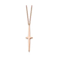 Chisel Rose Ip-plated Cross Pendant Cable Chain Necklace