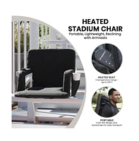 Mikki Portable Heated Reclining Stadium Chair With Armrests