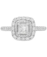 Diamond Princess Double Halo Engagement Ring (1 ct. t.w.) in 14k White Gold