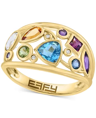 Effy Multi-Gemstone (1-5/8 ct. t.w.) & Diamond Openwork Statement Ring in 14k Gold