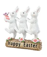 Glitzhome 9.25" H Easter Resin Triple Bunny Table Decor