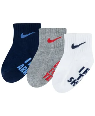 Nike Baby Boys or Girls Verbiage Gripper Cotton Socks, Pack of 3
