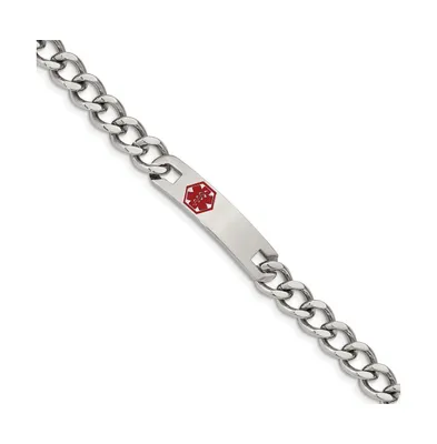 Chisel Stainless Steel Red Enamel Medical Id 9.5" Curb Chain Bracelet