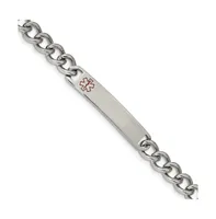 Chisel Stainless Steel Red Enamel Medical Id 8" Curb Chain Bracelet