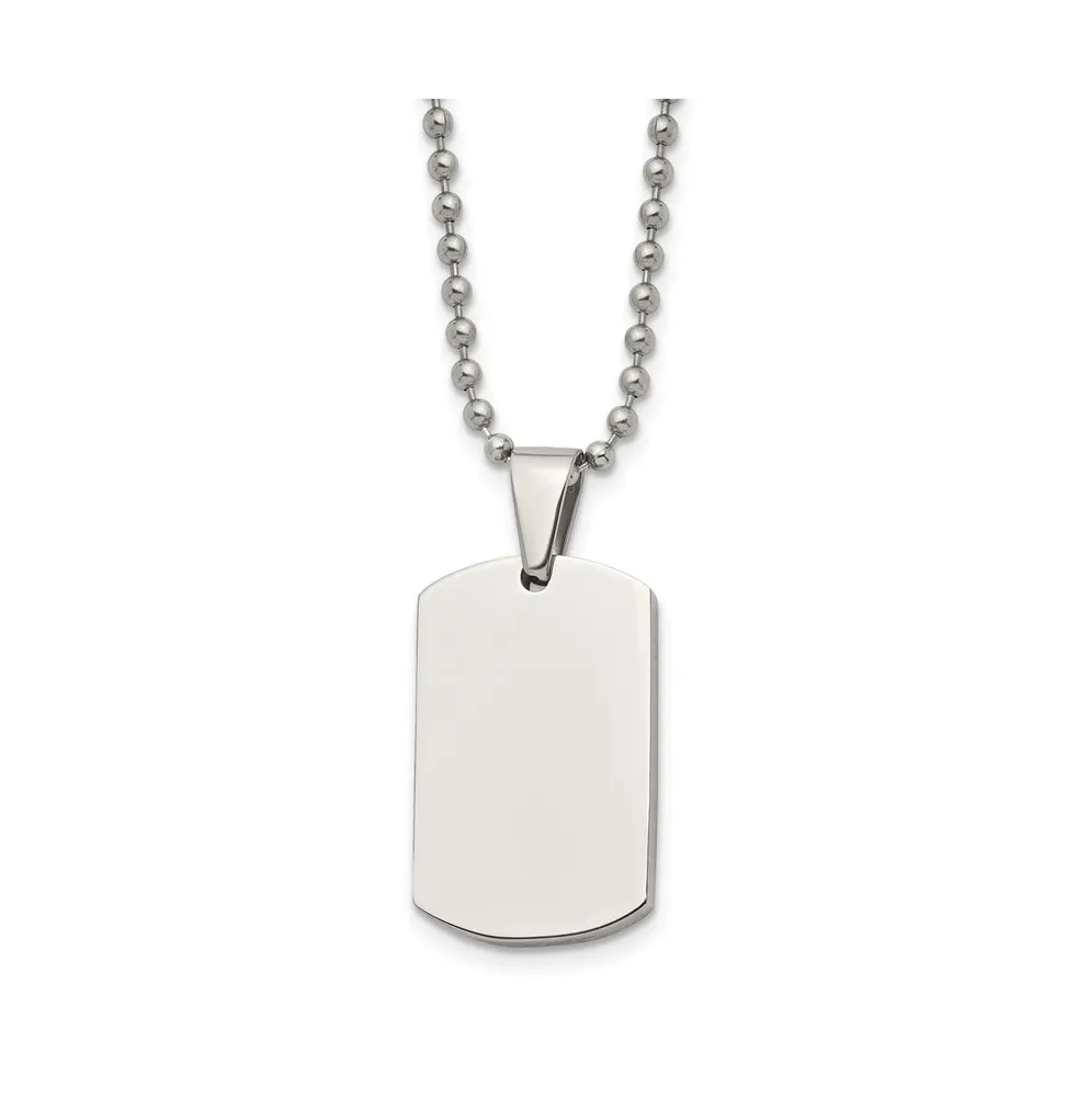 Chisel Brushed 4mm Reversible Dog Tag Ball Chain Necklace