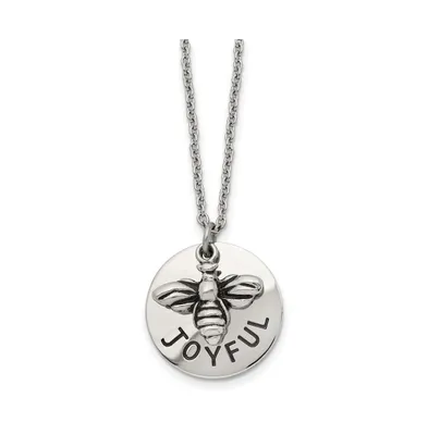Chisel and Enameled Joyful Bumble Bee Pendant Cable Chain Necklace