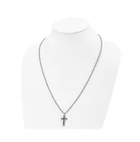 Chisel Black Enamel Cross Pendant Box Chain Necklace