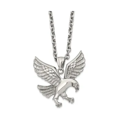 Chisel Polished Eagle Pendant on a Cable Chain Necklace