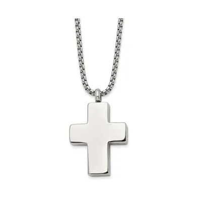 Chisel Brushed Reversible Cross Ash Holder Box Chain Necklace