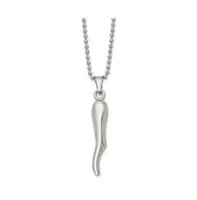 Chisel Polished Italian Horn Pendant on a Ball Chain Necklace