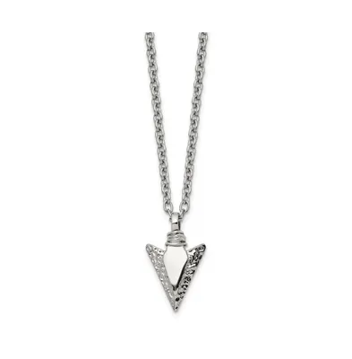 Chisel Brushed Arrowhead Pendant Cable Chain Necklace