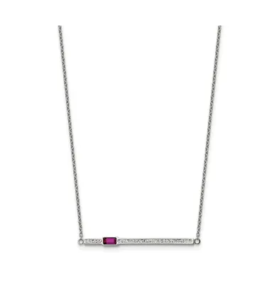 Chisel Preciosa Crystal and Red Glass Bar 15 inch Cable Chain Necklace