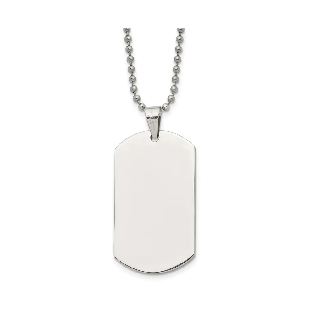 Chisel Stainless Steel Polished Dog Tag on a Ball Chain Necklace