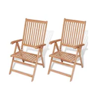 Reclining Patio Chairs 2 pcs Solid Teak Wood